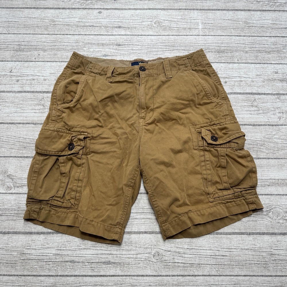 American Eagle Cargo Shorts Men's 32 Brown Cotton Relaxed Fit Hunting Workwear